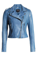 Donna Lambskin Leather Moto Jacket