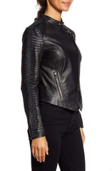 LAMARQUE Azra Sleeve Leather Moto Jacket