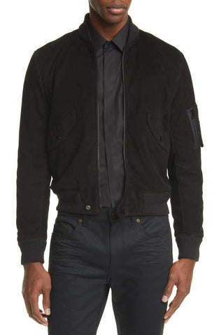 SAINT LAURENT Suede Bomber Jacket