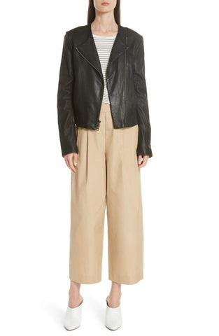 Zip Cross Front Leather Jacket