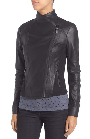 Andrew Marc Felix Stand Collar Leather Jacket