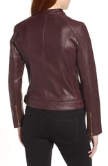 Cole Haan Leather Moto Jacket Chianti