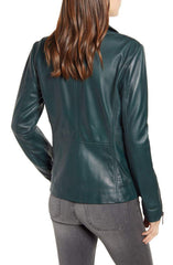 BERNARDO Curry Lamb Leather Moto Jacket