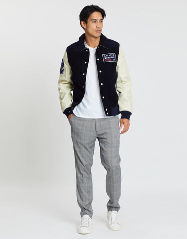 Leather and Corduroy Varsity Jacket