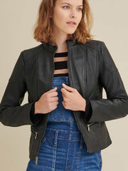 Caitlin Scuba Leather Jacket