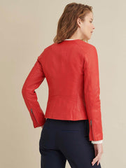 Leather Jacket with Side Stitching