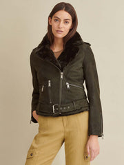 Zoe Moto Leather Jacket with Faux Fur