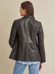 Notch Collar Leather Jacket