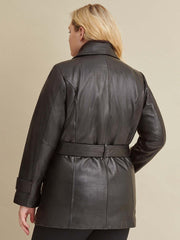 Leather Belted Jacket with Zip Out Liner
