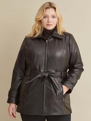 Leather Belted Jacket with Zip Out Liner