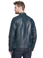 Leather Jacket with Shoulder Patches