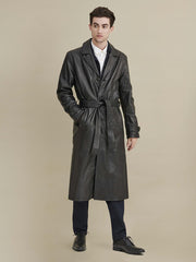 Oliver Belted Leather Trench Coat