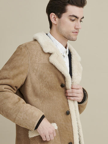 Louis Real Shearling Three Button Marlboro Coat