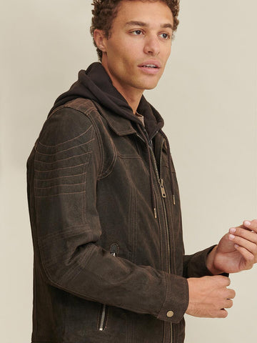 Wilson Hooded Genuine Leather Jacket Brown