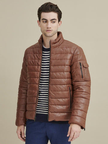 Max Leather Puffer Jacket