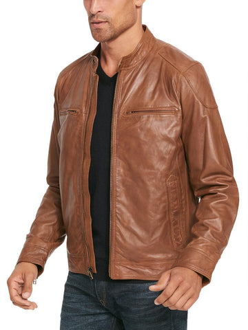 Leather Jacket with Shoulder Patches