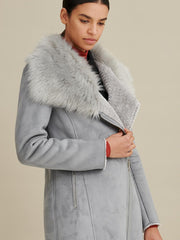 Faux-Shearling Asymmetric Coat