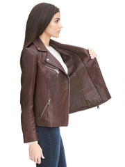 Leather Jacket with Metallic Details