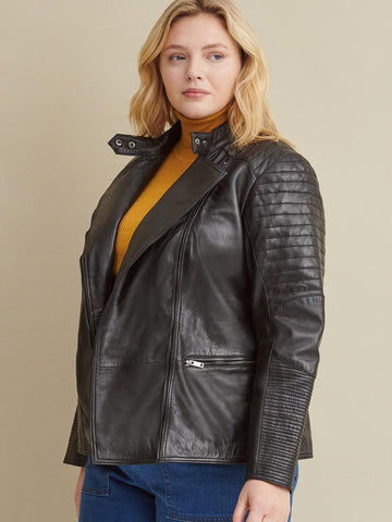 Plus Size Quilted Leather Jacket