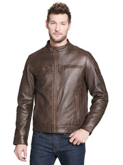 Leather Jacket with Shoulder Patches