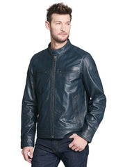 Leather Jacket with Shoulder Patches