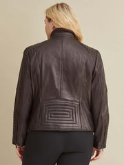 Plus Size Quilted Leather Moto Jacket