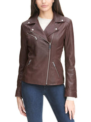 Leather Jacket with Metallic Details