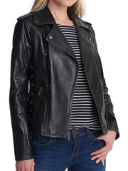Lauren Leather Jacket with Side Lacing