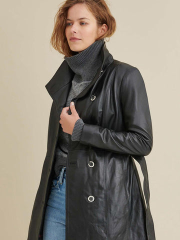 Victoria Belted Leather Jacket