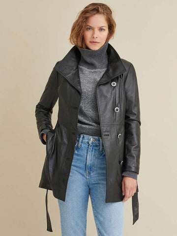 Victoria Belted Leather Jacket