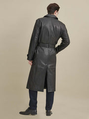 Oliver Belted Leather Trench Coat
