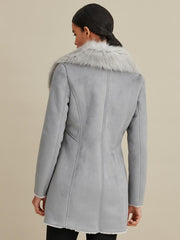 Faux-Shearling Asymmetric Coat