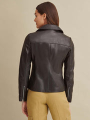 Leather Jacket with Metallic Details