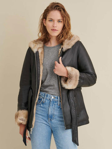 Plus Size Belted Leather Jacket