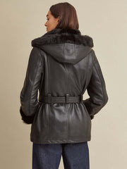 Genevieve Belted Leather Jacket
