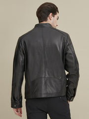 Leather Jacket with Zipper Pockets