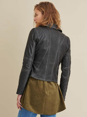 Lambskin Leather Moto Jacket