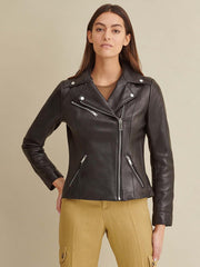 Leather Jacket with Metallic Details