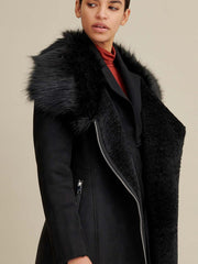 Faux-Shearling Asymmetric Coat