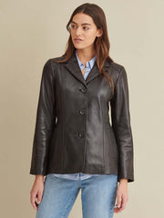 Notch Collar Leather Jacket