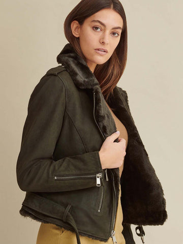 Zoe Moto Leather Jacket with Faux Fur