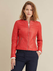 Leather Jacket with Side Stitching