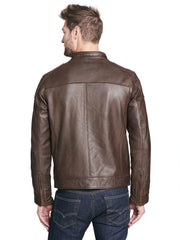 Leather Jacket with Shoulder Patches
