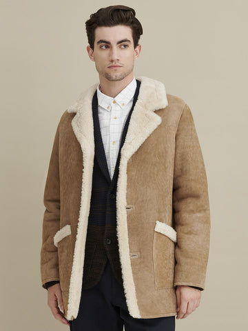 Louis Real Shearling Three Button Marlboro Coat