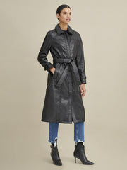 Natasha Belted Leather Trench