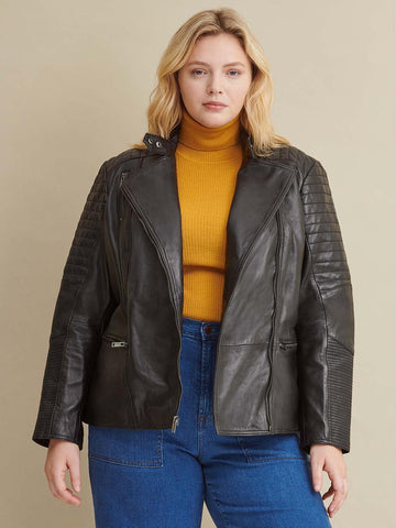 Plus Size Quilted Leather Jacket