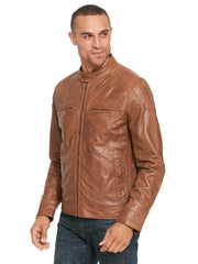 Leather Jacket with Shoulder Patches