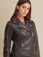 Leather Jacket with Metallic Details