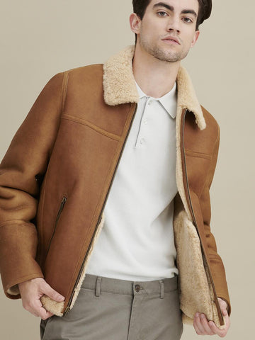 Kevin Sherpa Shearling Zip Front Jacket