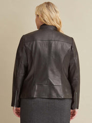 Plus Size Classic Scuba Leather Jacket